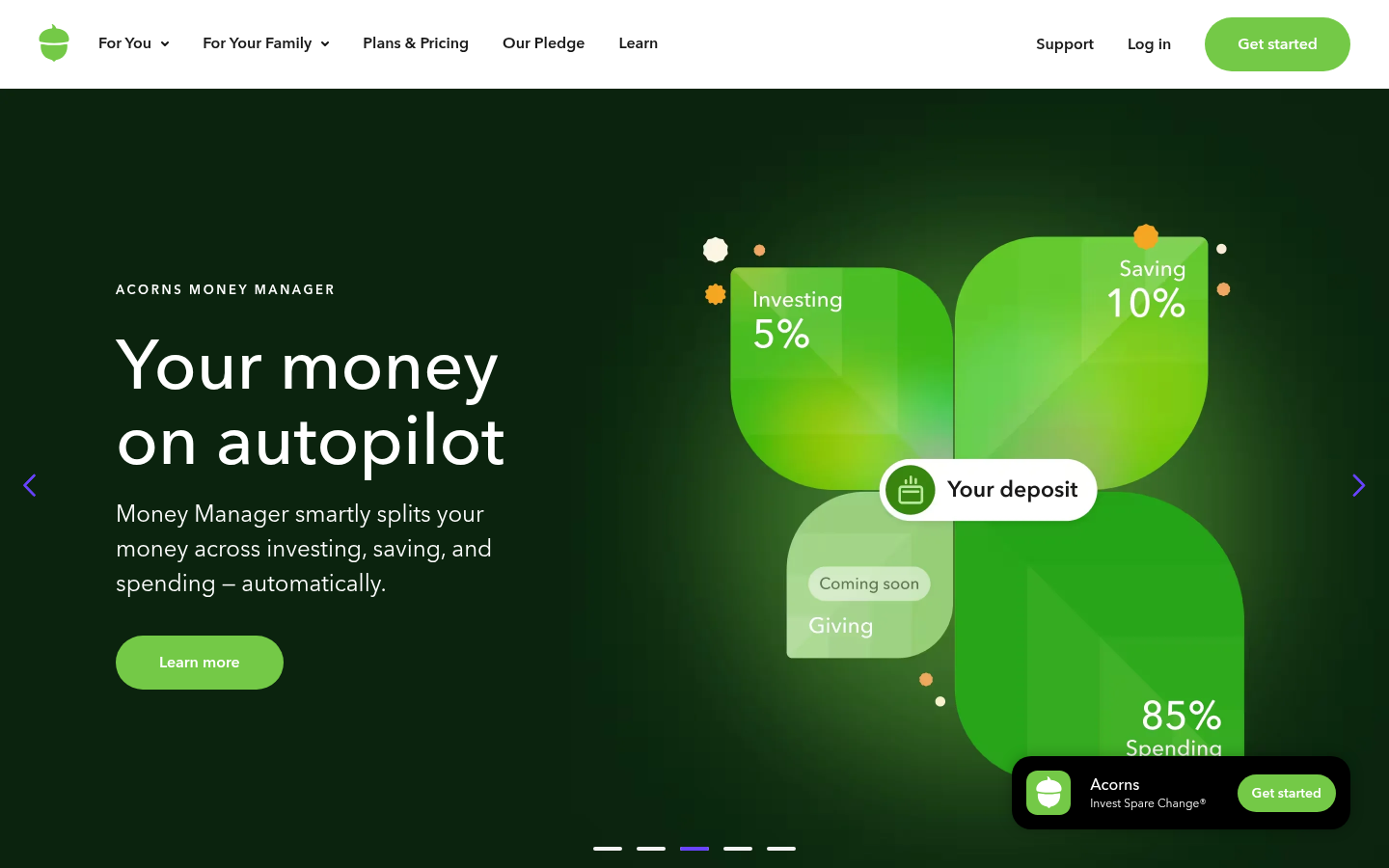 Acorns official homepage