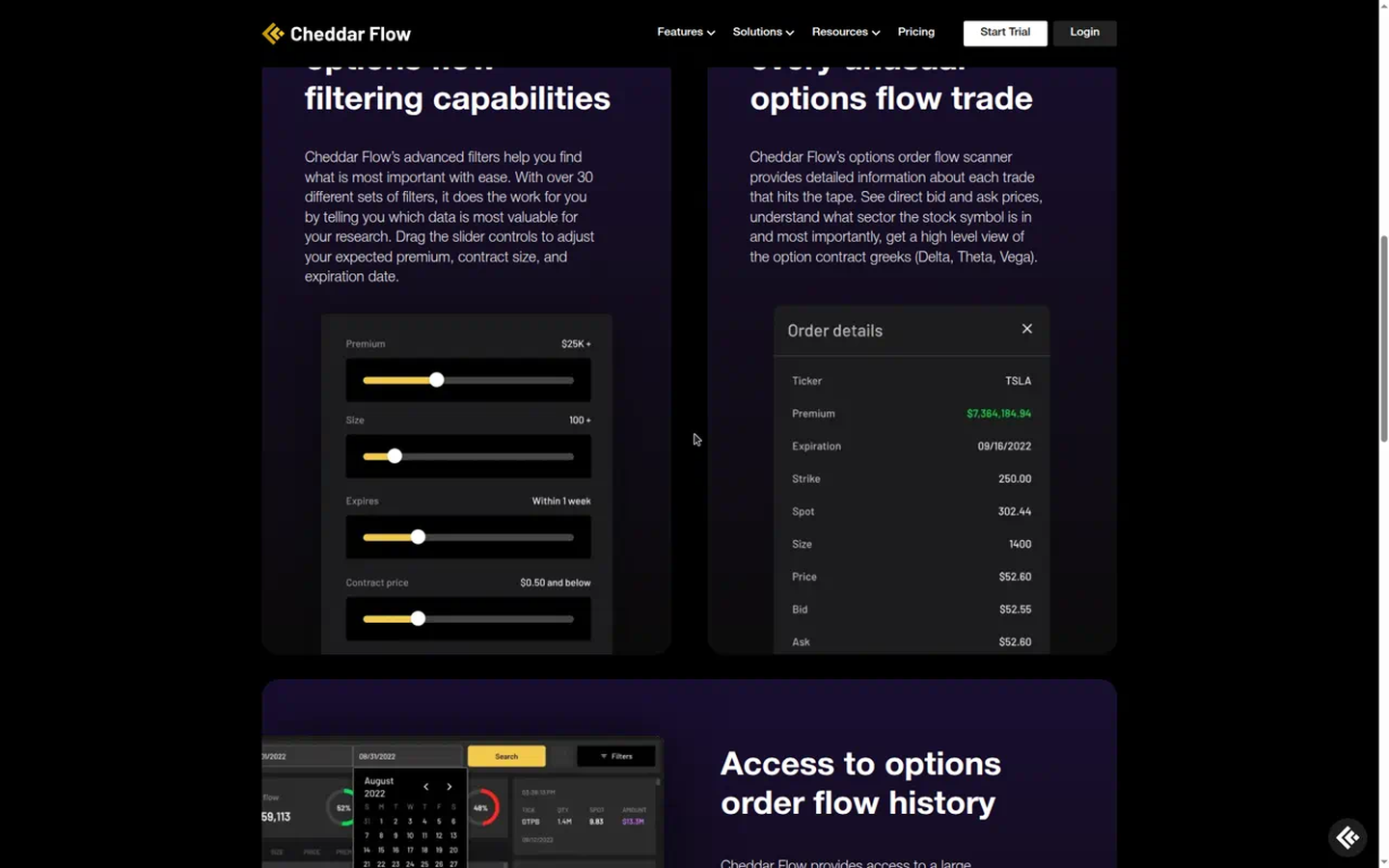 Cheddar Flow unusual options flow filters: how it works (captured 2026-09-18)
