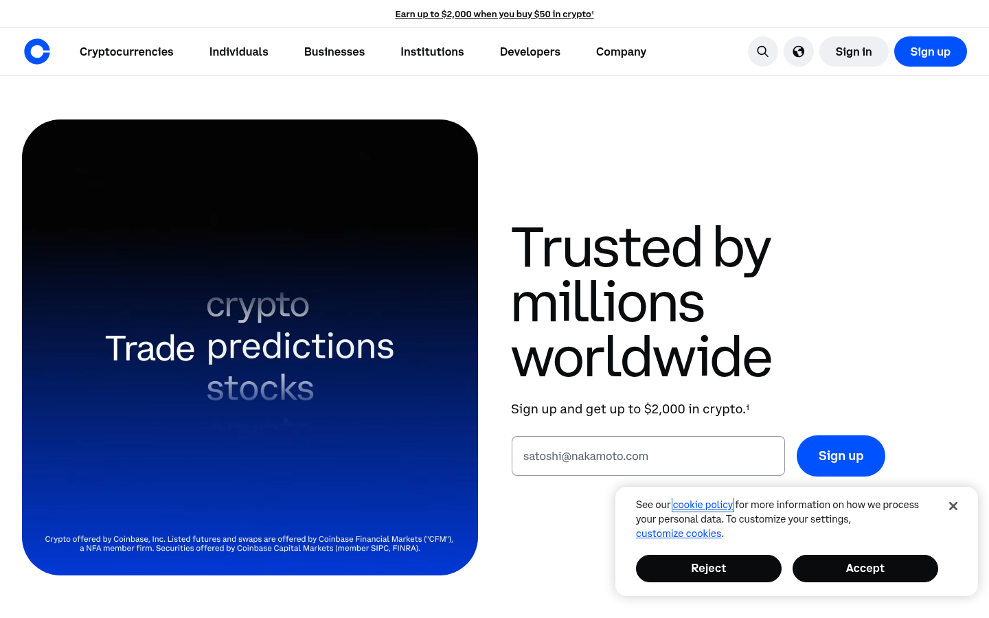 Coinbase official homepage