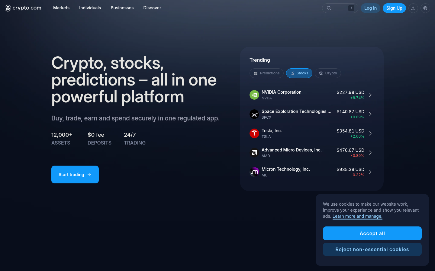 Crypto.com official homepage