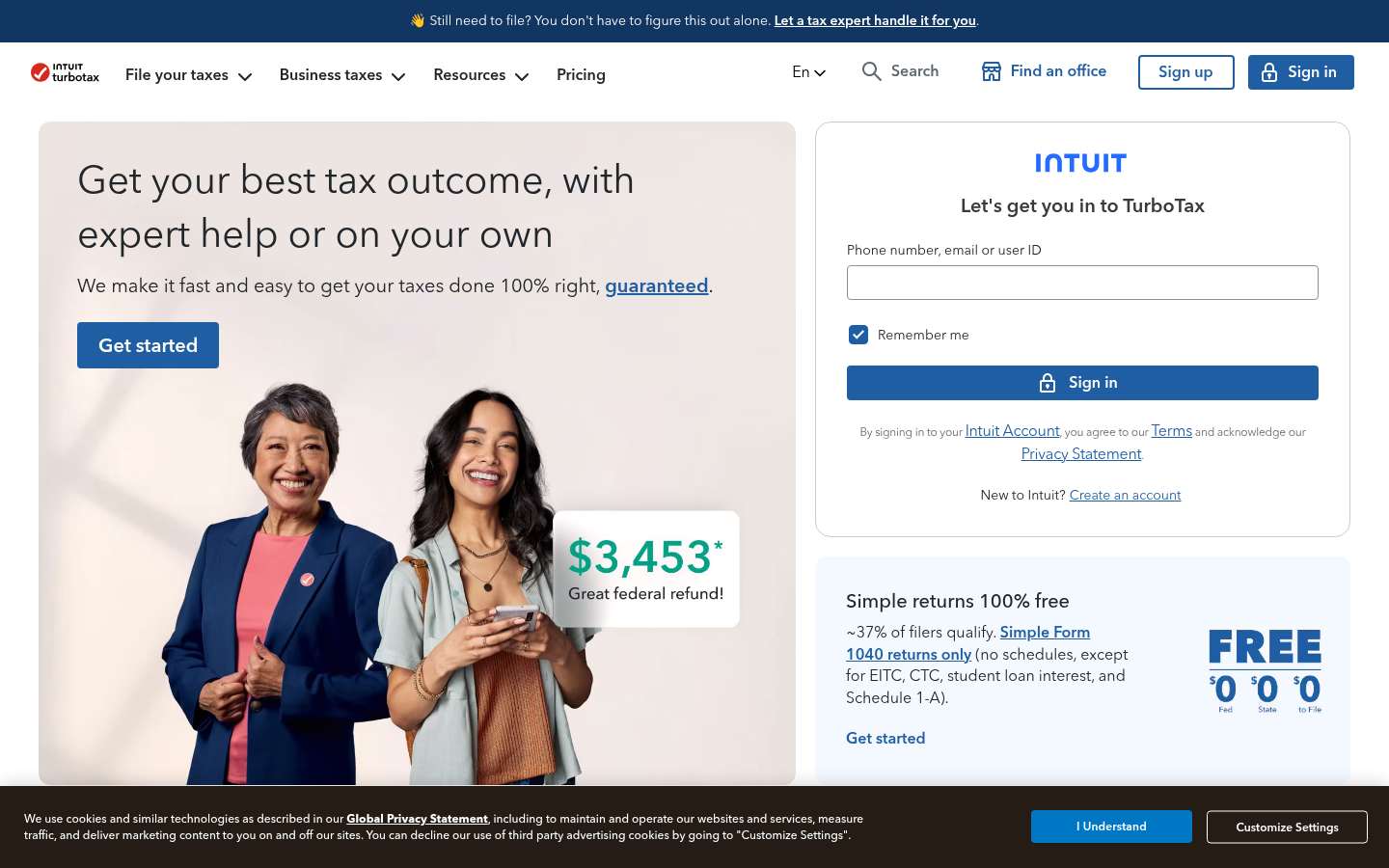 TurboTax official homepage