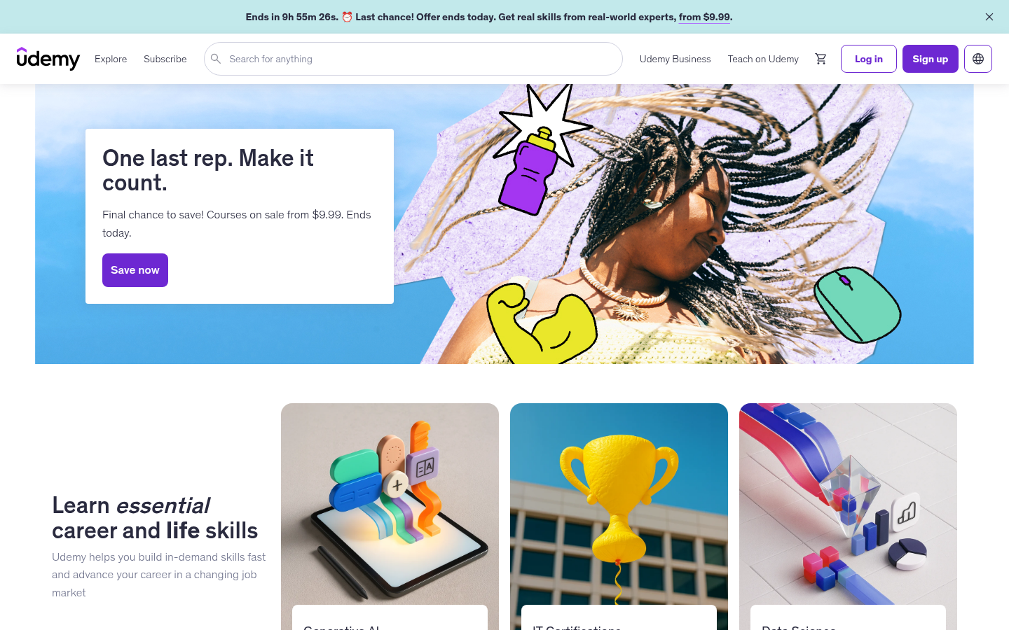 Udemy official homepage